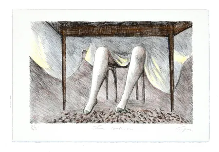 Litografía Topor - Jeux de table (La couturière)