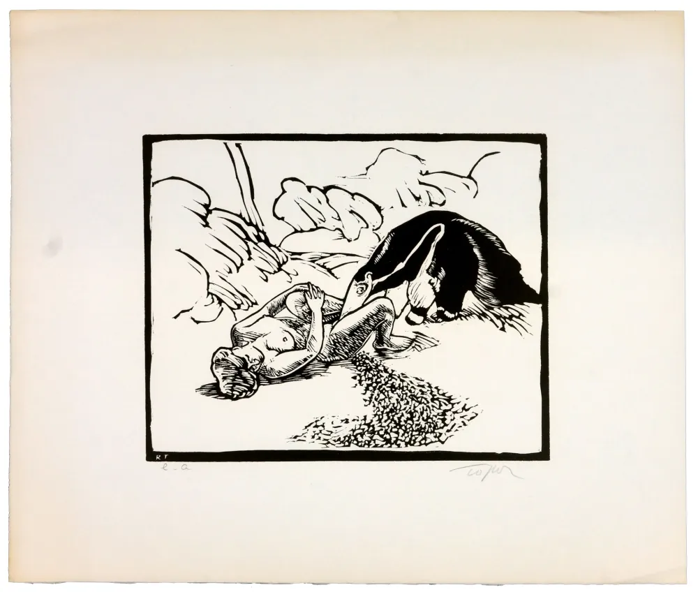 Linograbado Topor - Le fourmillier