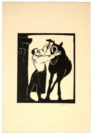 Linograbado Topor - Maréchal nous voilà