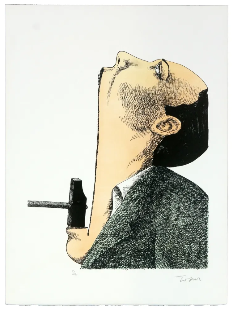 Litografía Topor - Marteau pilon poil au menton