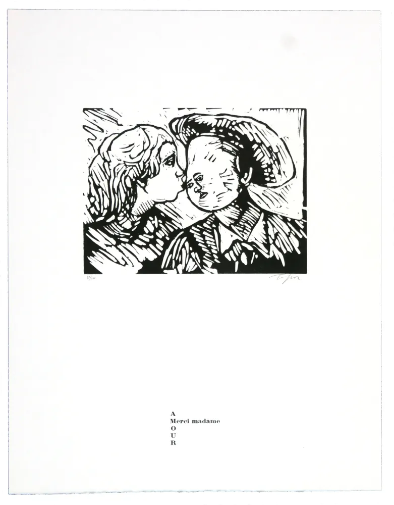 Linograbado Topor - Merci madame