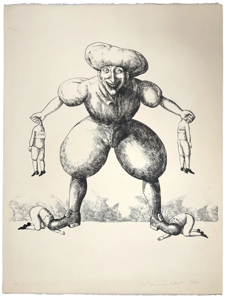 Litografía Topor - Panique