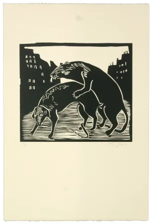 Linograbado Topor - Que fait la police ?