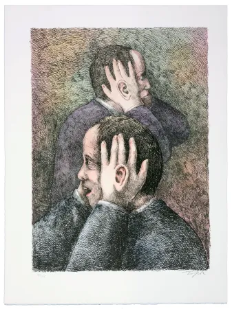 Litografía Topor - Trop de gens annoncent : 