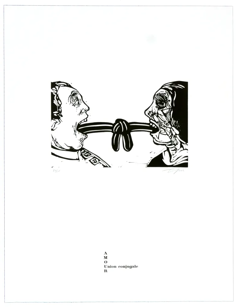 Linograbado Topor - Union conjuguale