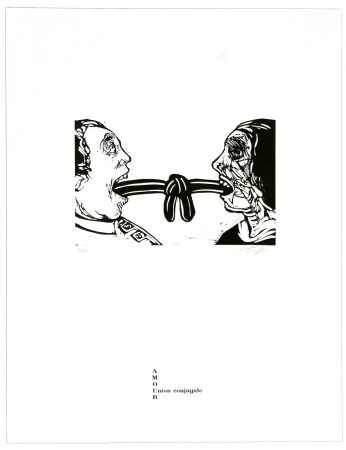 Linograbado Topor - Union conjuguale