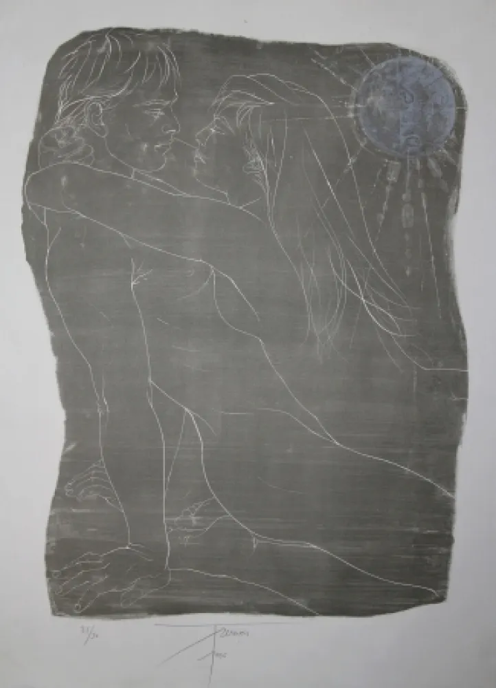 Litografía Trémois - COUPLE ENLACE / INTERTWINED COUPLE - Lithographie Original / Original Lithograph