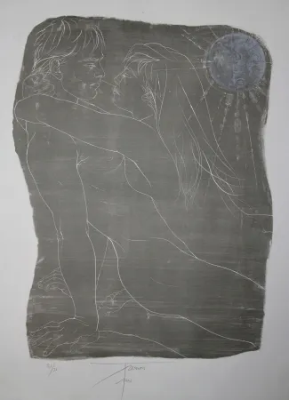Litografía Trémois - COUPLE ENLACE / INTERTWINED COUPLE - Lithographie Original / Original Lithograph
