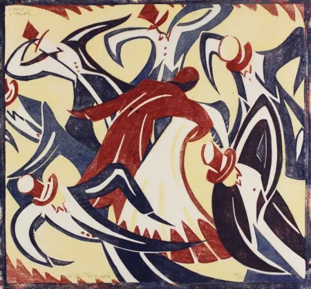 Linograbado Tschudi - Dancers