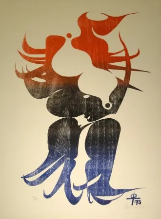 Litografía Tschumi - Federfrau