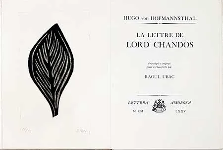 Libro Ilustrado Ubac - La lettre de Lord Chandos