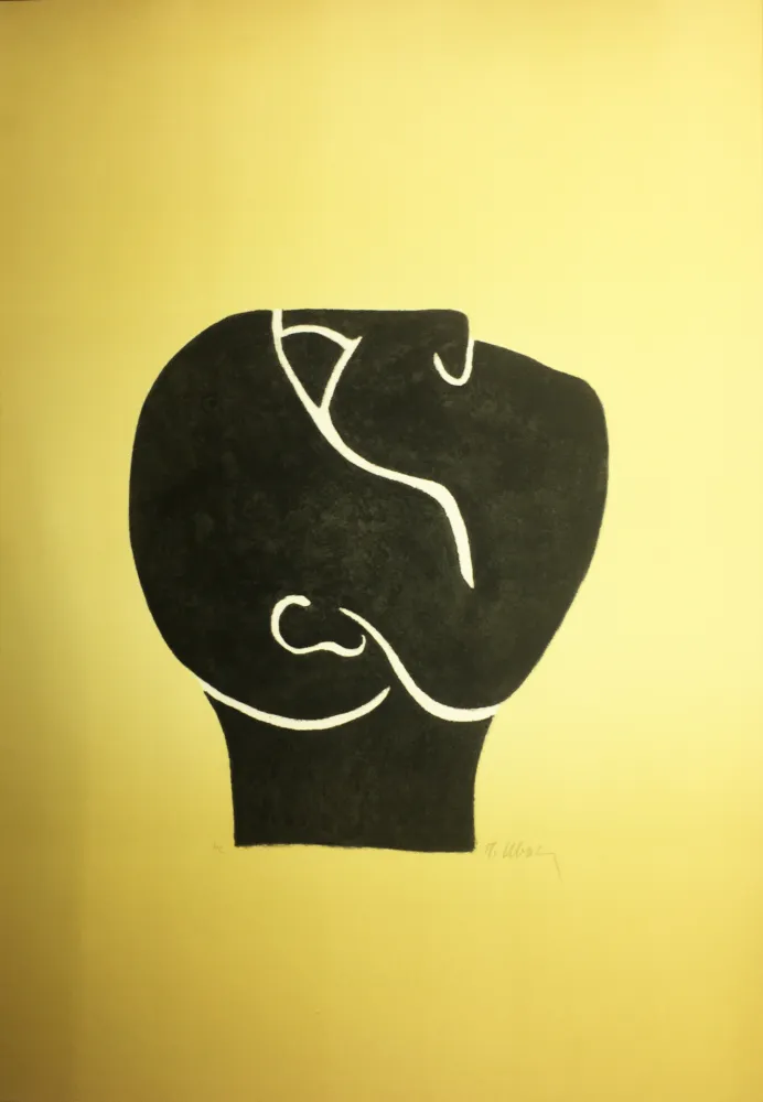 Litografía Ubac - TÊTE LEVÉE . Lithograpie originale signée au crayon (1982).