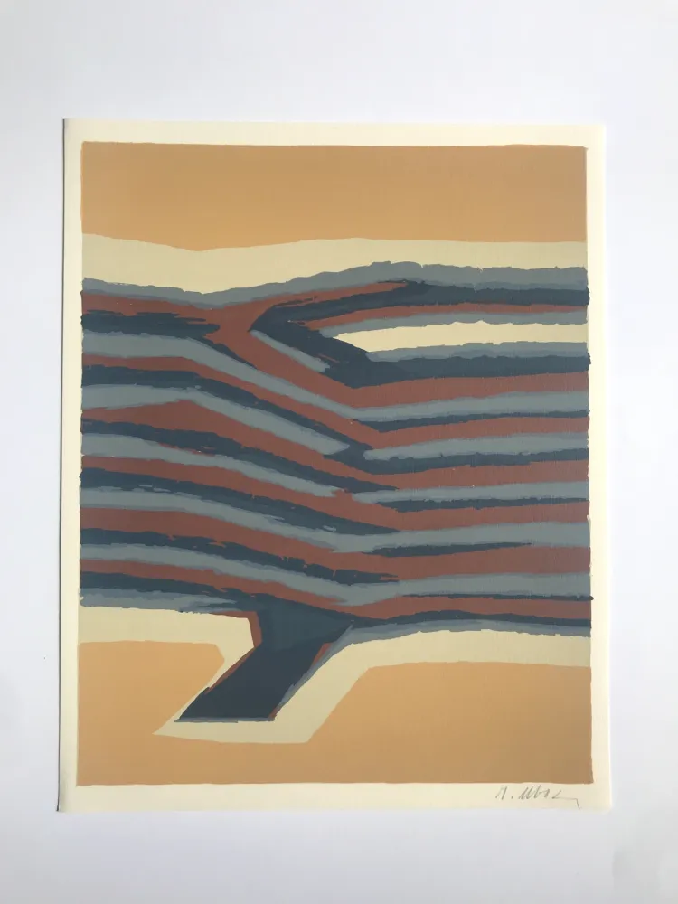 Litografía Ubac - Voies ferrées (la Terre V)