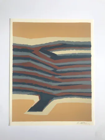 Litografía Ubac - Voies ferrées (la Terre V)