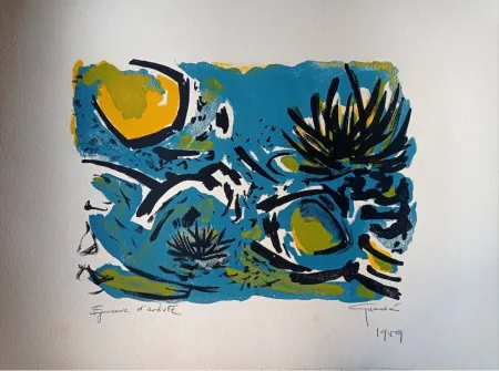 Litografía Unknown - Antonio Guansé - Water Lilies, 1959, Hand-Signed  Lithograph