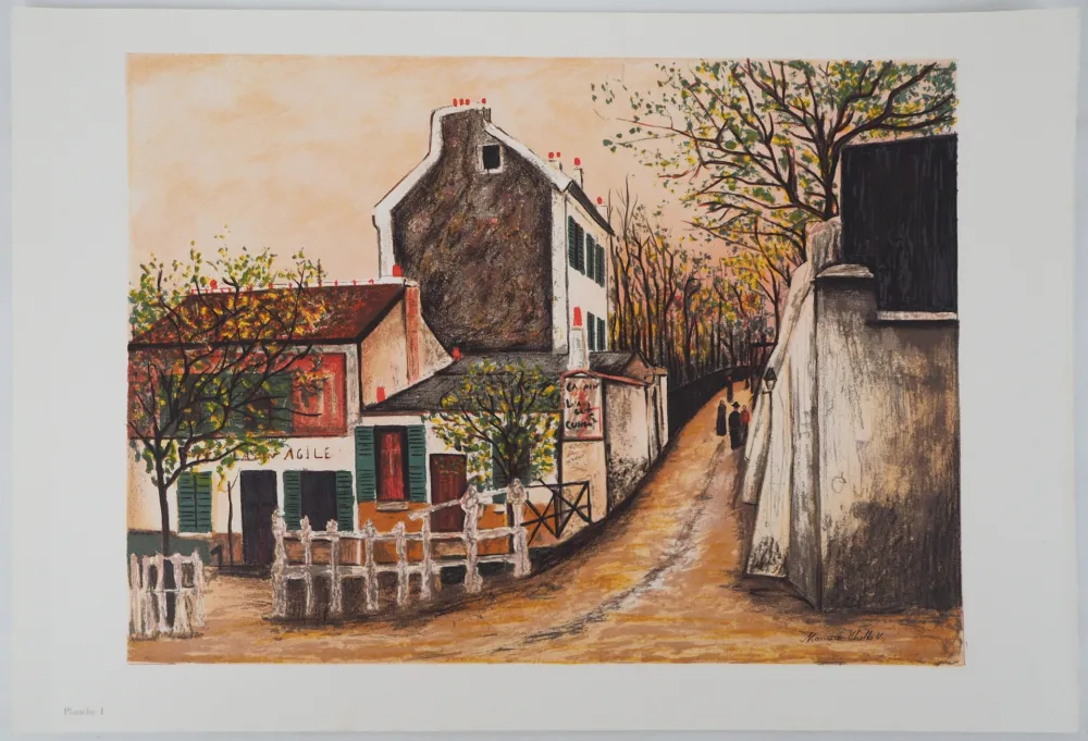Litografía Utrillo - Le cabaret du Lapin Agile, Montmartre