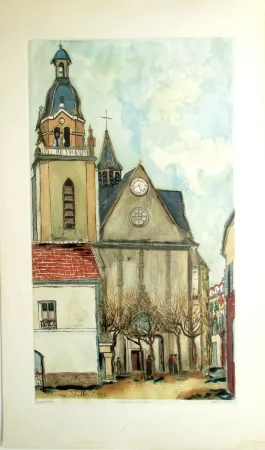 Aguatinta Utrillo - L'Eglise de Limours