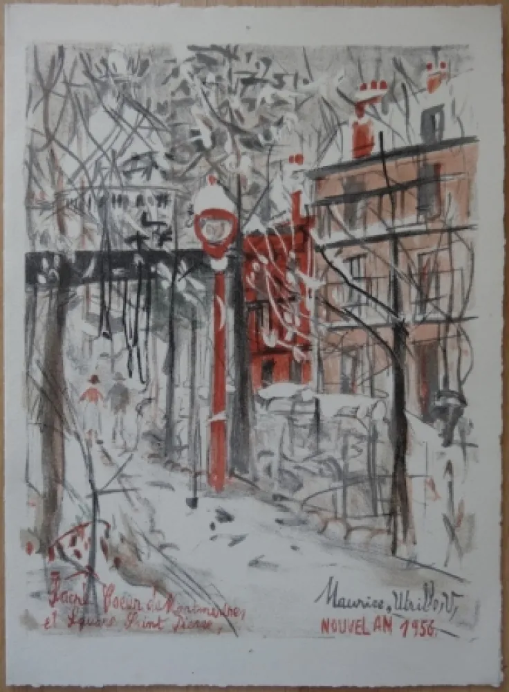 Litografía Utrillo - Montmartre sous le neige