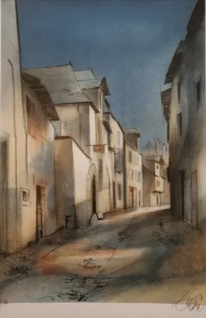 Litografía Valadie - Brive - rue basse - Limousin