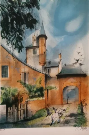 Litografía Valadie - Collonges la Rouge - Limousin