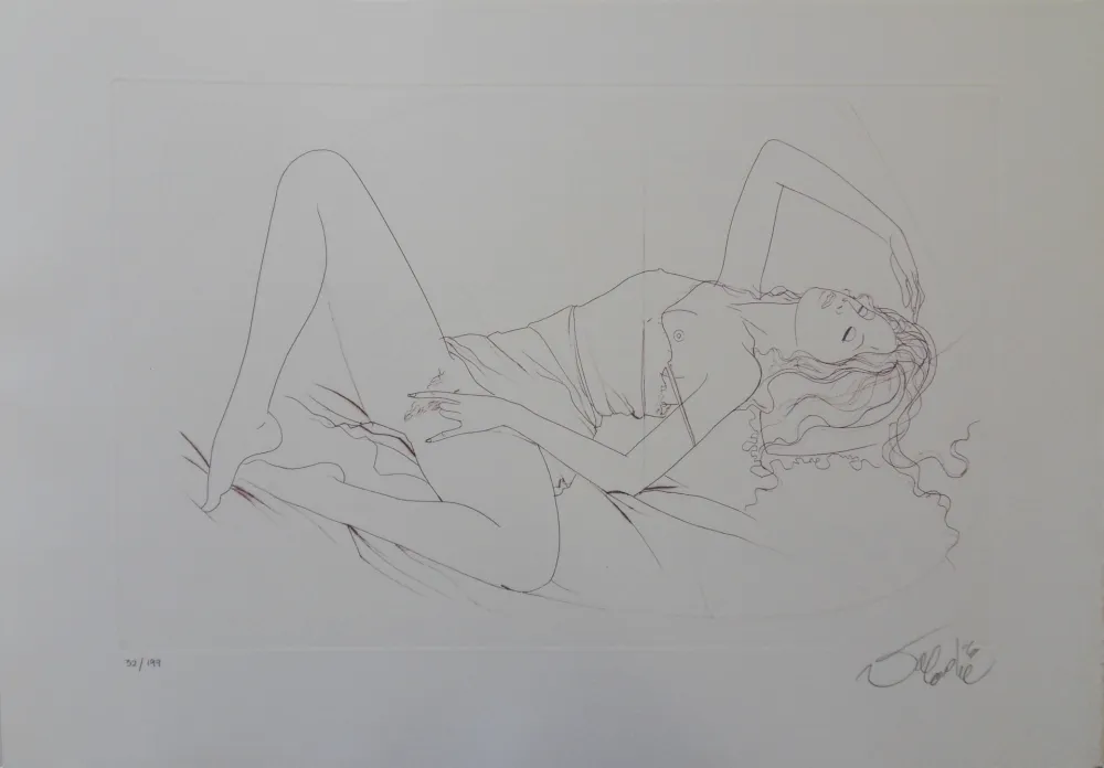 Grabado Valadie - Langoureuse sieste