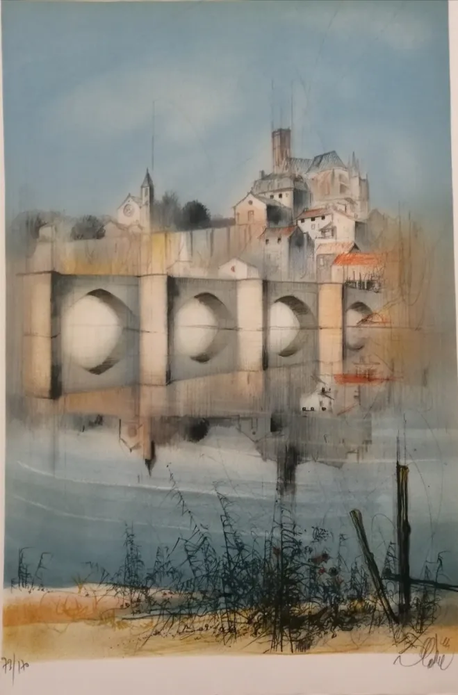 Litografía Valadie - Le Pont de Limoges