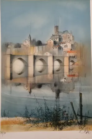 Litografía Valadie - Le Pont de Limoges