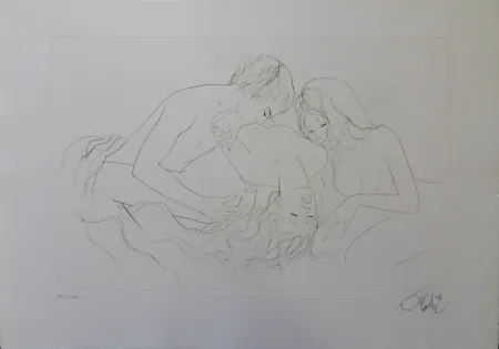 Grabado Valadie - Les trois amants
