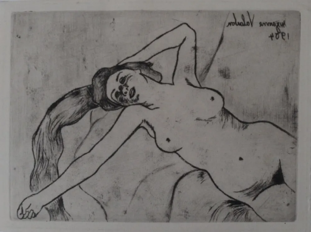 Grabado Valadon - Ketty s'étirant