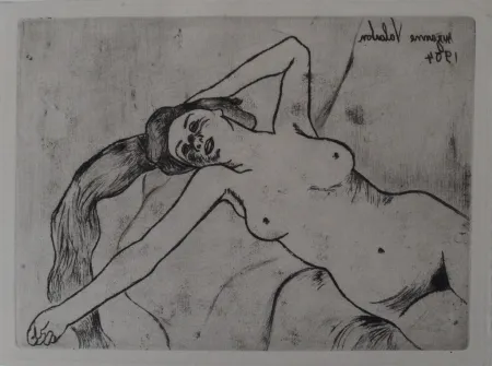 Grabado Valadon - Ketty s'étirant