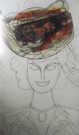 Aguafuerte Y Aguatinta Valdés - Cabeza con sombrero III