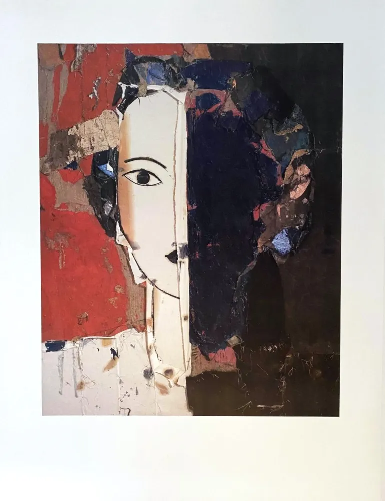 Cartel Valdés - Retrato Con Medio Rostro Azul