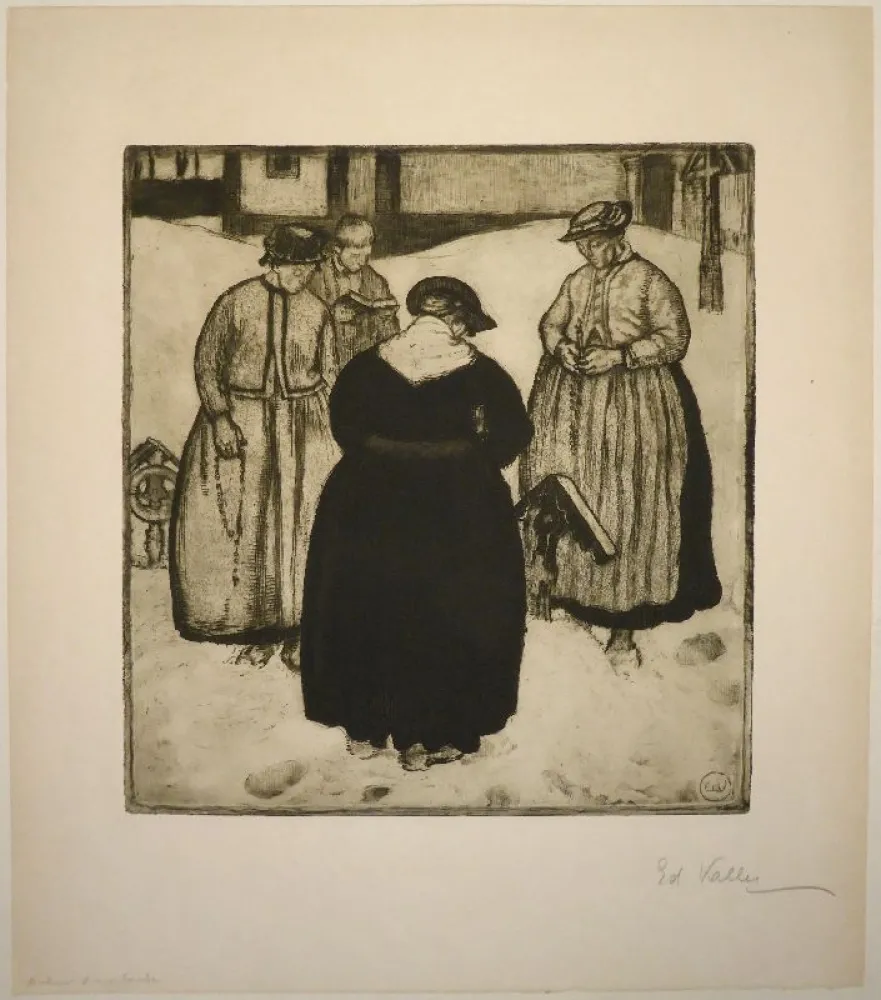 Aguafuerte Y Aguatinta Vallet - Autour d'une tombe