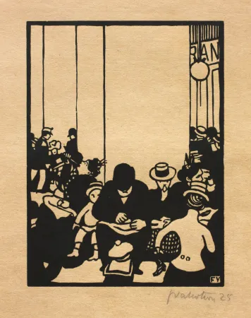 Grabado En Madera Vallotton - Cinq heures (L'Éxposition universelle)