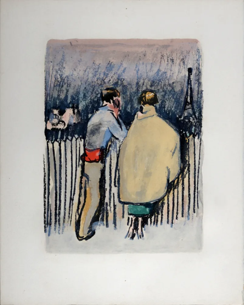 Litografía Van Dongen - Comme dans Louise, les couples, du haut de la Butte, contemplaient Paris, 1949