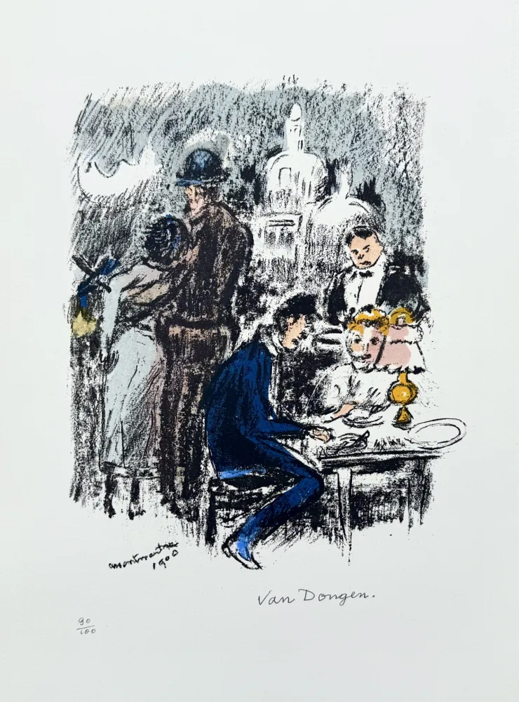 Litografía Van Dongen -  Diner a Montmartre