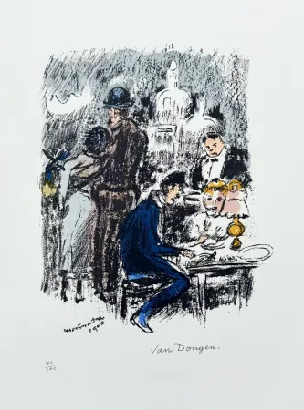 Litografía Van Dongen -  Diner a Montmartre