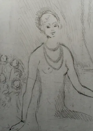 Grabado Van Dongen - Girl with a pearl necklaces