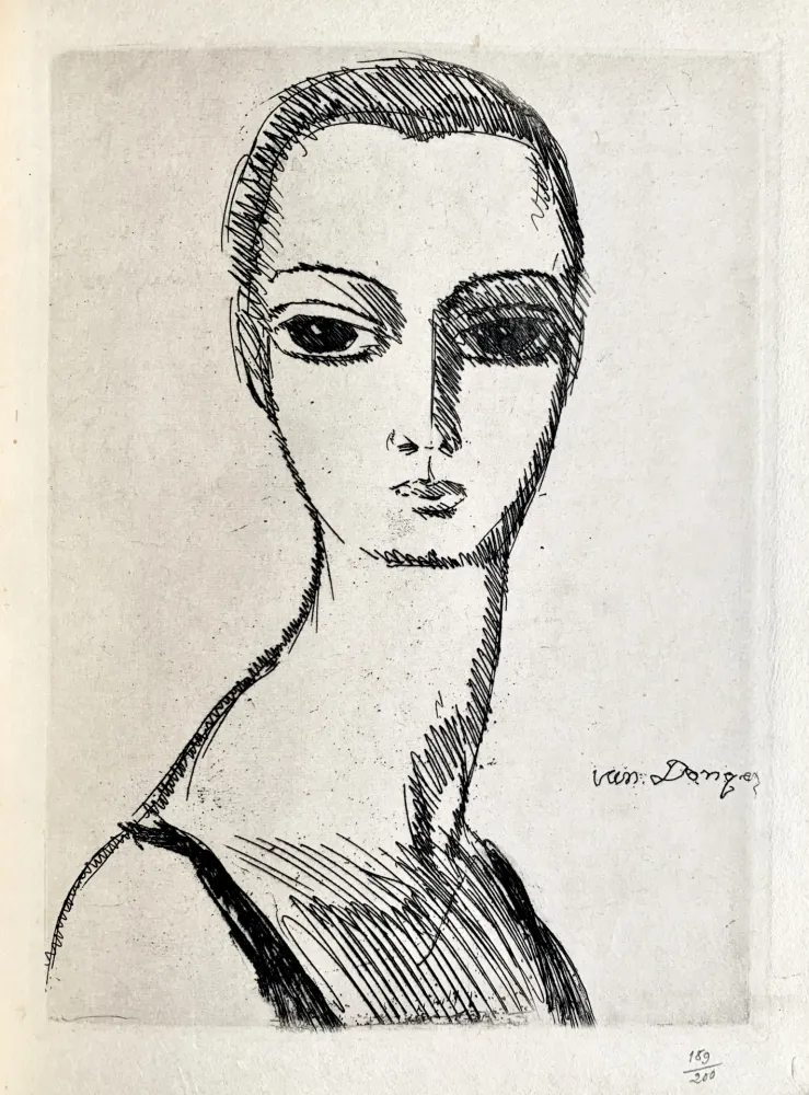 Grabado Van Dongen - Girl with swans neck