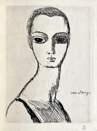 Grabado Van Dongen - Girl with swans neck