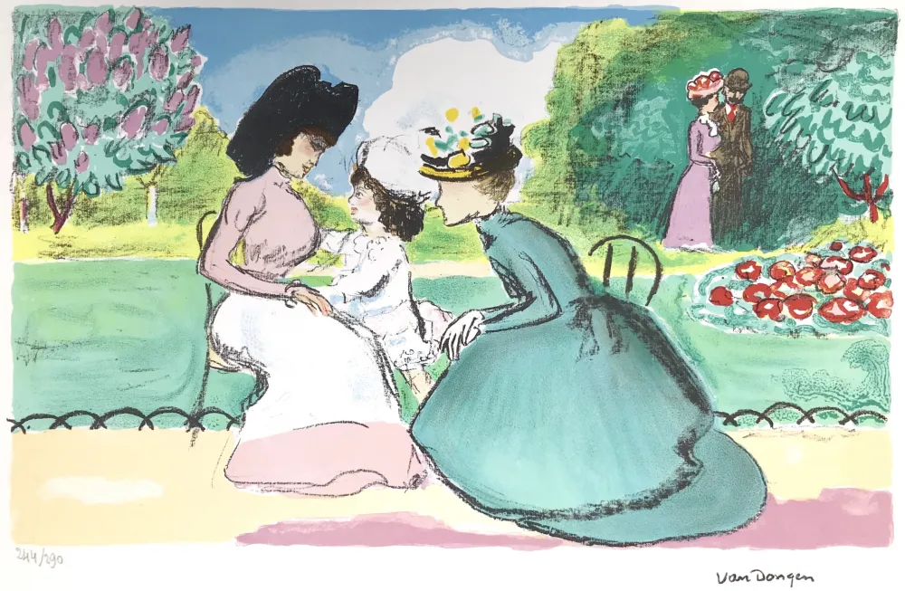 Litografía Van Dongen - Meeting in the Parc