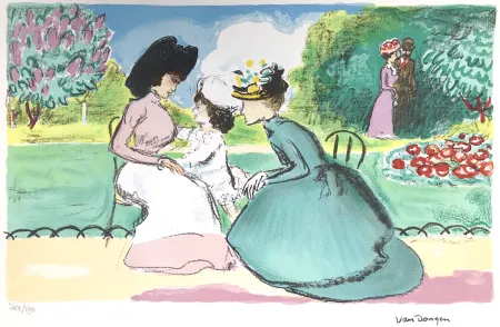Litografía Van Dongen - Meeting in the Parc