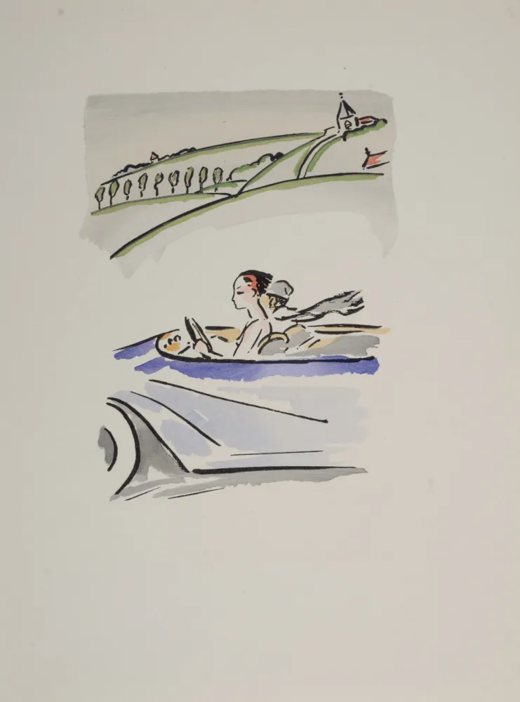 Pochoir Van Dongen - Motoring Through the Countryside