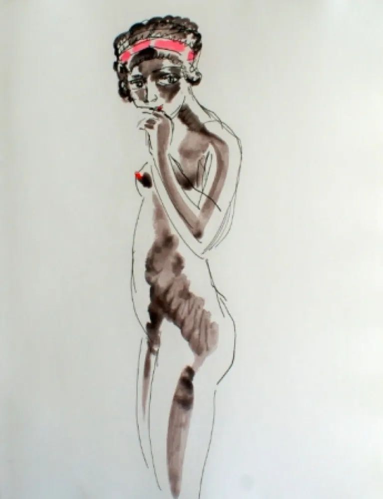 Aguafuerte Van Dongen - Odalisque Africaine standing