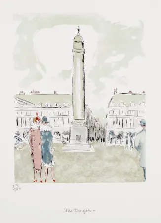 Litografía Van Dongen - Place Vendôme