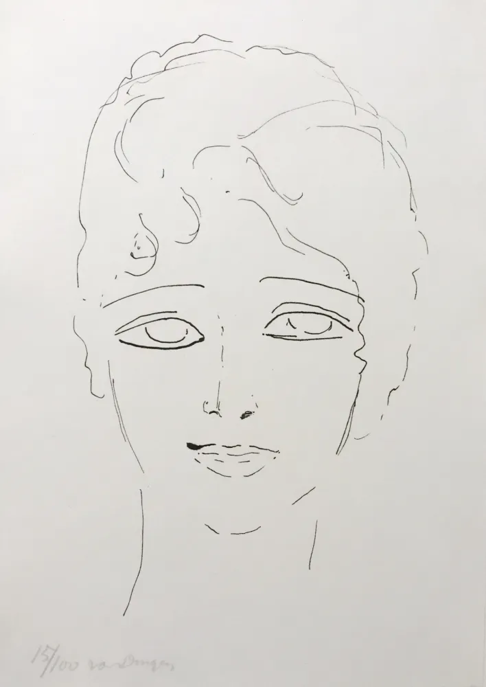 Litografía Van Dongen - Tete de Femme