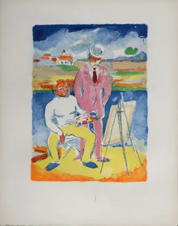 Litografía Van Dongen - Vlaminck et Derain à Chatou, 1949