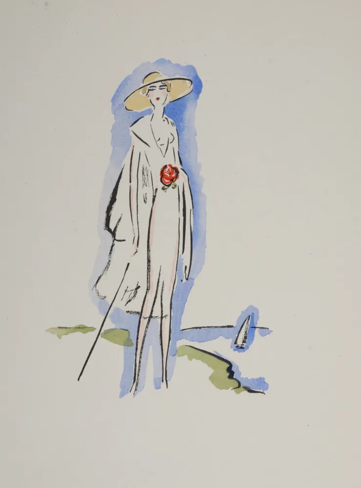 Pochoir Van Dongen - Woman at the Seaside