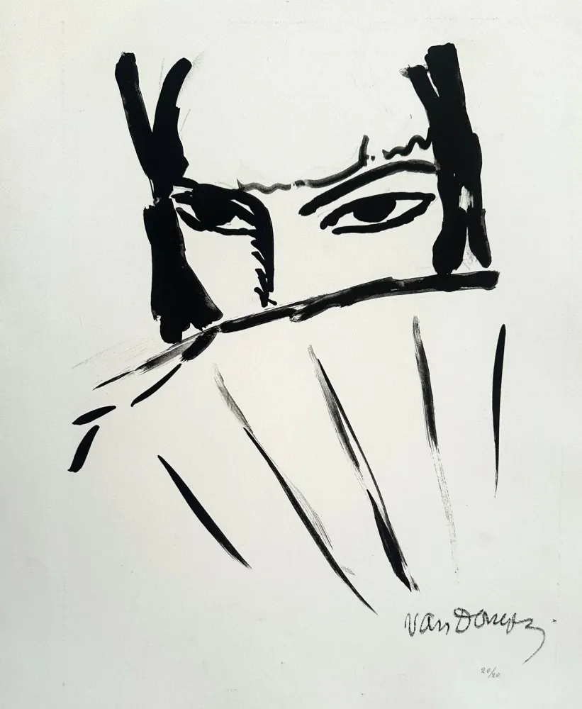 Litografía Van Dongen - Woman with a Fan