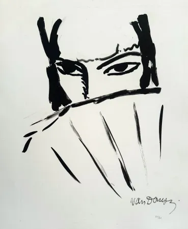 Litografía Van Dongen - Woman with a Fan